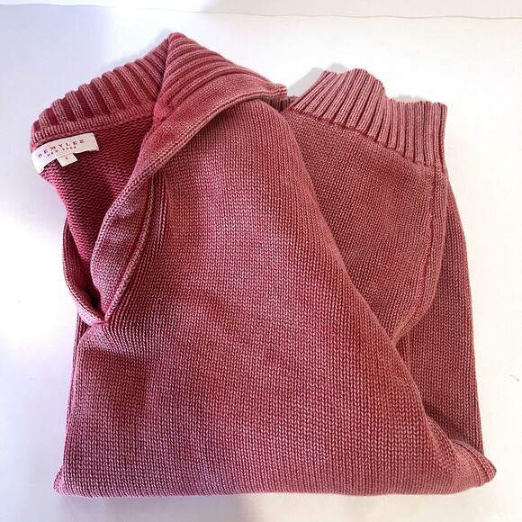 DEMYLEE Collared Cotton Sweater in Faded Red Size S - Picture 10 of 12